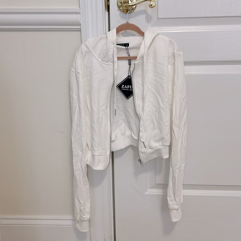 Zaful cropped zip up sweatshirt